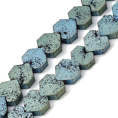 Electroplated Natural Lava Rock Beads Strands G-K388-04B-03-1