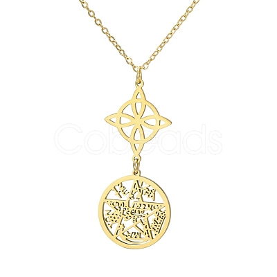 Witch Knot 304 Stainless Steel Hollow Pendant Y Necklaces for Women FS-WGCB0A9-16-1