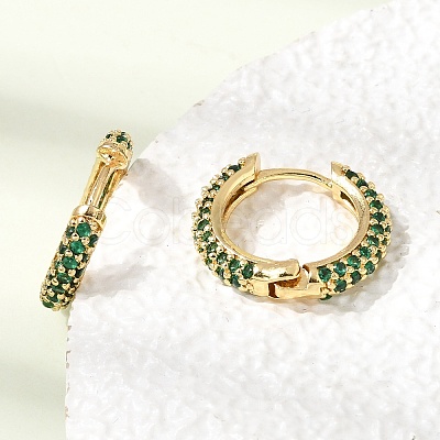 Brass Micro Pave Cubic Zirconia Hoop Earrings KK-CBA8324-24G-01-1