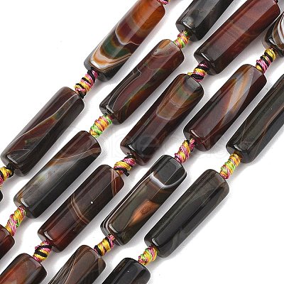 Natural Banded Agate/Striped Beads Strands G-A306-B02-01-1