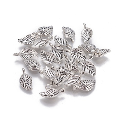 Tibetan Style Alloy Leaf Pendants TIBEP-1011-AS-LF-1