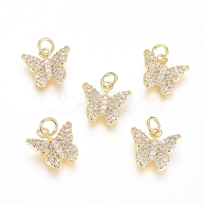 Brass Micro Pave Cubic Zirconia Pendants X-ZIRC-G166-30G-1