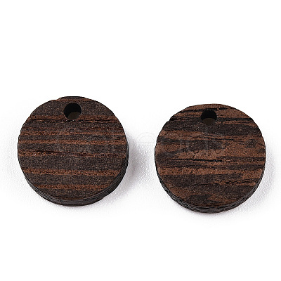 Natural Wenge Wood Flat Round Charms WOOD-T023-29A-01-1