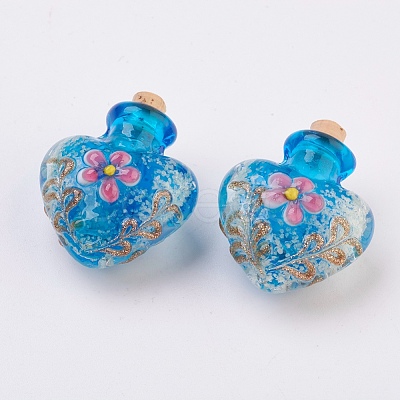 Handmade Luminous Lampwork Perfume Bottle Pendants LAMP-P044-L-1