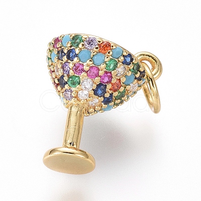 Brass Micro Pave Cubic Zirconia Charms X-ZIRC-I032-31G-1
