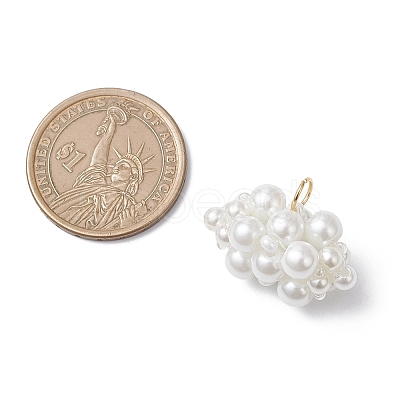 4Pcs Pearlized Glass Pearl Beads Pendants PALLOY-MZ01101-1