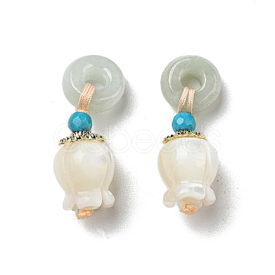 Natural Jade Donut Pendants SSHEL-R050-03G-1