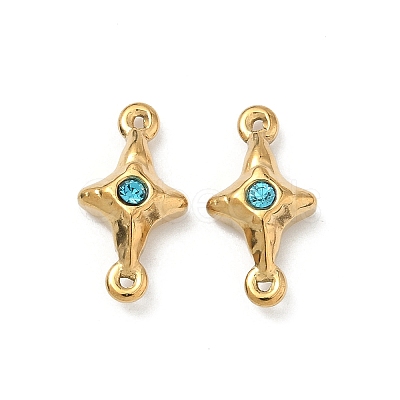 304 Stainless Steel Aquamarine Rhinestone Connector Charms STAS-L308-03A-G-1