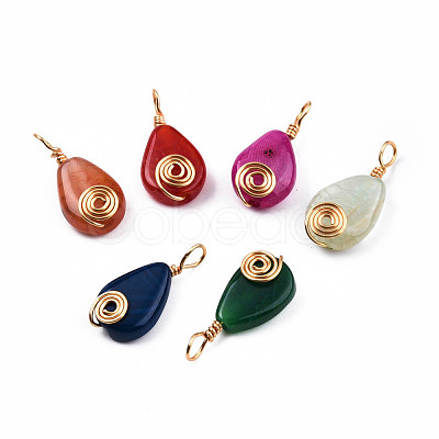 Natural Agate Pendants G-N326-137-1