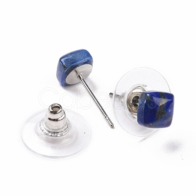 Natural Lapis Lazuli Ear Studs EJEW-K091-01P-04-1