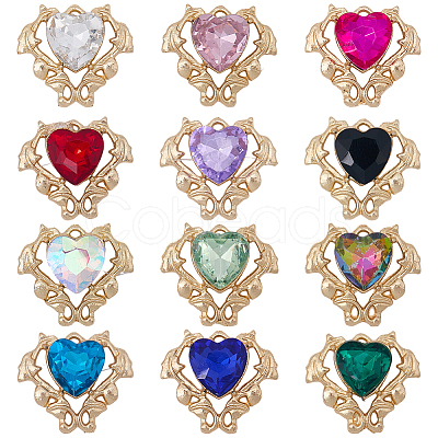 24Pcs 12 Colors Alloy Glass Cabochons FIND-SC0021-57-1