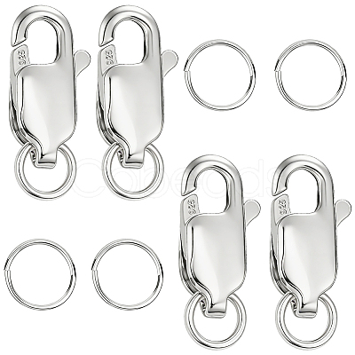 4Pcs 925 Sterling Silver Lobster Claw Clasps STER-BBC0009-40B-1