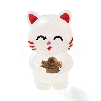Luminous Resin Lucky Cat Display Decorations DJEW-P020-01C-1