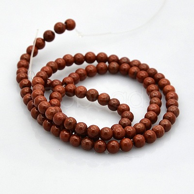 Round Natural Red Jasper Beads Strands G-N0120-28-4mm-1