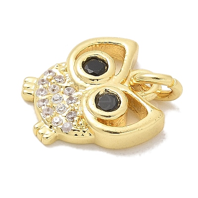 Rack Plating Brass Micro Pave Cubic Zirconia Connector Charms KK-K293-34G-1