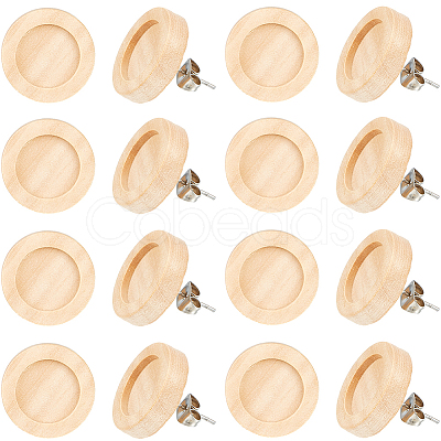 40Pcs Wooden Stud Earring Findings FIND-SC0008-96A-1