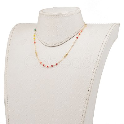 Faceted Glass Beaded Necklaces NJEW-JN03278-1