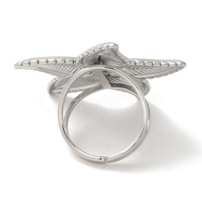 Non-Tarnish 304 Stainless Steel Starfish Open Cuff Rings for Women RJEW-Z053-10P-1