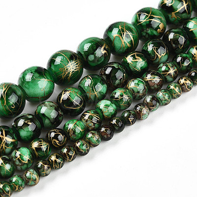 Baking Paint Glass Beads Strands DGLA-N003-8mm-B09-1