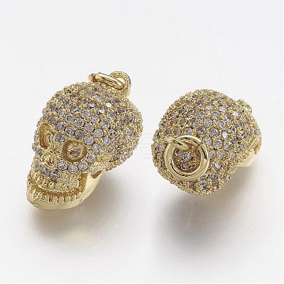 Brass Micro Pave Cubic Zirconia Charms ZIRC-F041-07-1