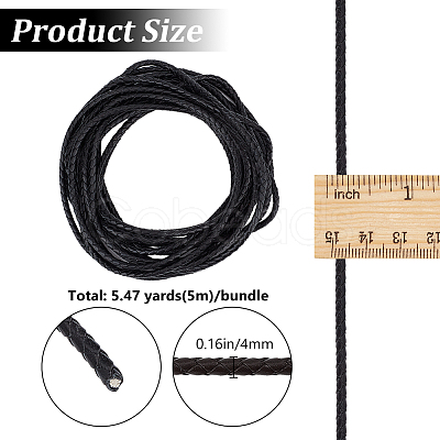 5M Braided Leather Cord with Core WL-BBC0001-01A-02-1