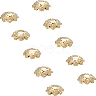 8-Petal 304 Stainless Steel Flower Bead Caps STAS-UN0007-39G-1