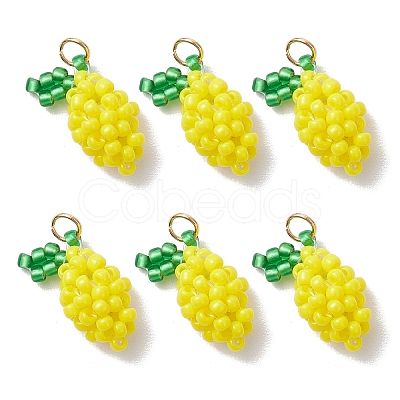 Glass Seed Beaded Lemon Pendants PALLOY-MZ00853-01-1