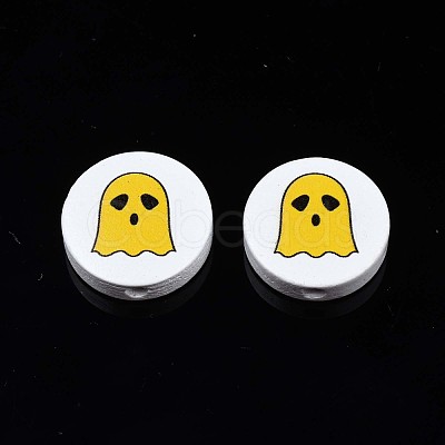 Halloween Printed Natural Wood Beads WOOD-T021-95-1