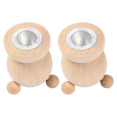 Gorgecraft 2Pcs Natural Wooden Candle Holder DJEW-GF0001-19-1