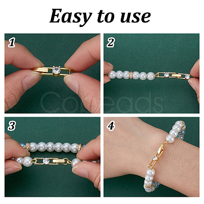 12Pcs 4 Styles Brass Micro Pave Clear Cubic Zirconia Fold Over Clasps KK-UN0004-48-1