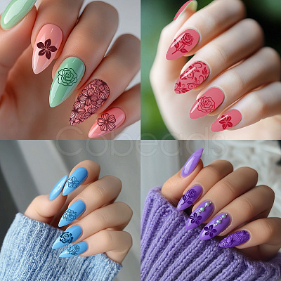 Stainless Steel DIY Nail Art Templates MRMJ-WH0092-077-1