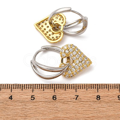 Brass Micro Pave Clear Cubic Zirconia Hoop Earrings EJEW-D322-08PG-01-1