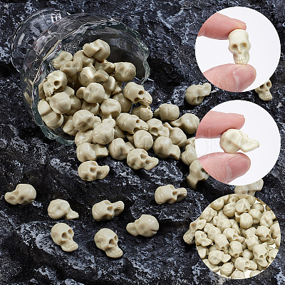 120Pcs Mini Resin Skull Display Decorations FIND-SP0005-58B-1