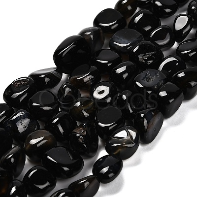 Natural Black Agate(Dyed & Heated) Beads Strands G-P568-C16-01-1