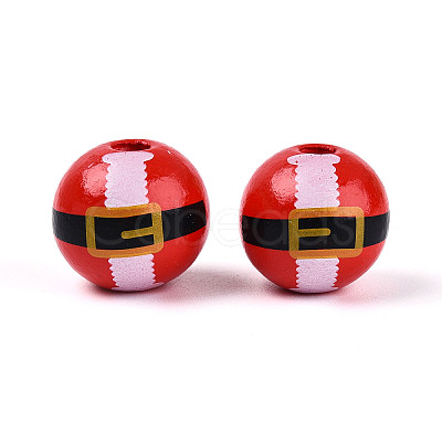 Christmas Spray Painted Schima Wood Beads WOOD-T032-38A-1