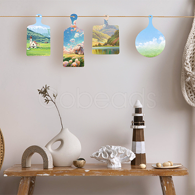 8Pcs 4 Styles Wood Big Pendants WOOD-FG0001-32-1