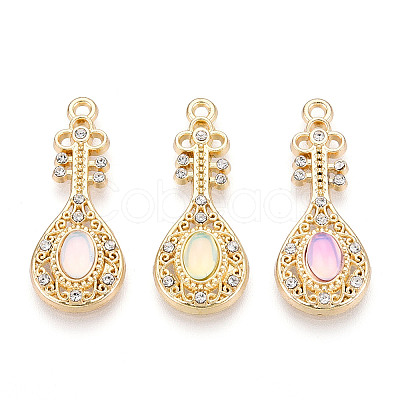 Alloy Rhinestone and Glass Pendants PALLOY-T093-02M-G-1