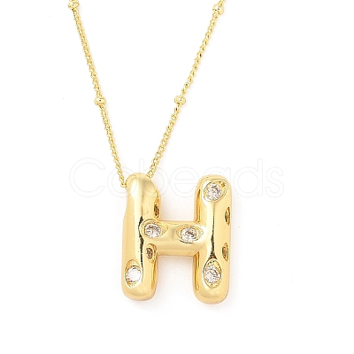 Brass Micro Pave Clear Cubic Zirconia Pendant Necklaces NJEW-Z038-01G-H-1
