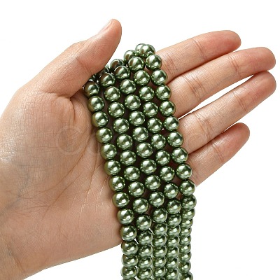 Eco-Friendly Dyed Glass Pearl Round Bead Strands HY-A002-8mm-RB025-1