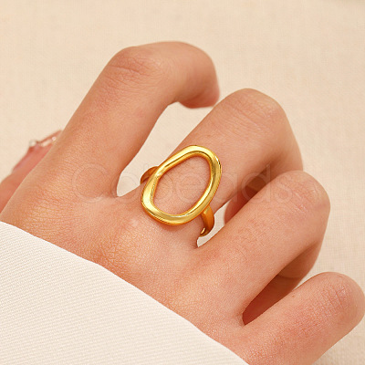 Stainless Steel Oval Cuff Rings for Women WH-WG4EA56-01-1