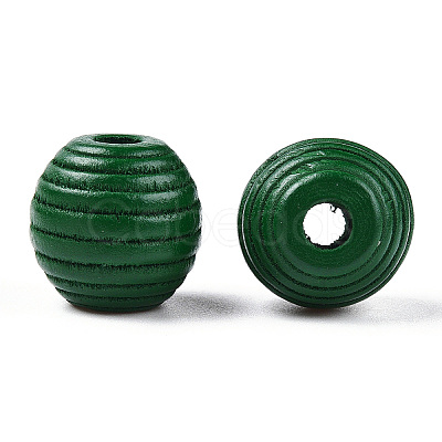 Painted Natural Wood Beehive Beads WOOD-S049-04B-04-1