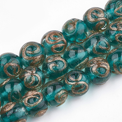 Handmade Gold Sand Lampwork Beads LAMP-T006-06E-1
