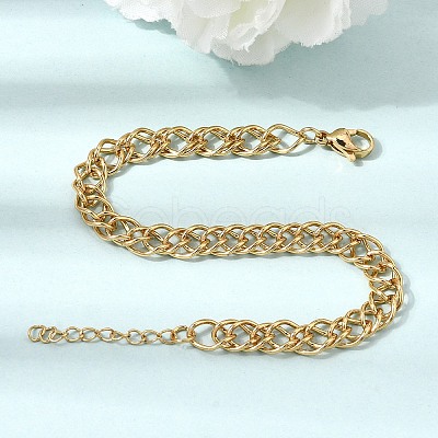 6.5MM 304 Stainless Steel Double Link Chain Bracelets for Women Men SA-CBA37BC-21G-1