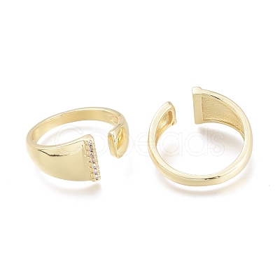Brass Micro Pave Clear Cubic Zirconia Cuff Rings X-RJEW-F103-13I-G-1