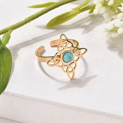 Synthetic Turquoise Finger Rings RJEW-I110-02G-01-1