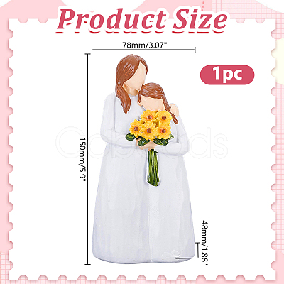 Mother & Daughter Resin Sculpture Display Decorations DJEW-WH0053-82A-1
