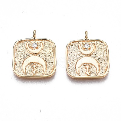 Brass Micro Pave Clear Cubic Zirconia Pendants KK-N232-250-1