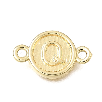 Brass Disc with Initial Links Connector Charms KK-E802-36G-Q-1