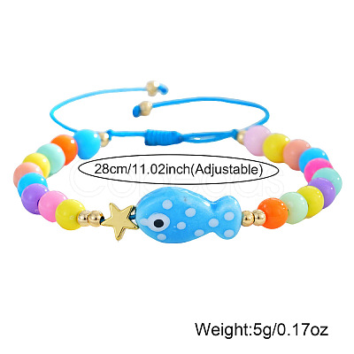 Ocean Style Fish Porcelain Bead Braided Bracelets LS-YA5775-1