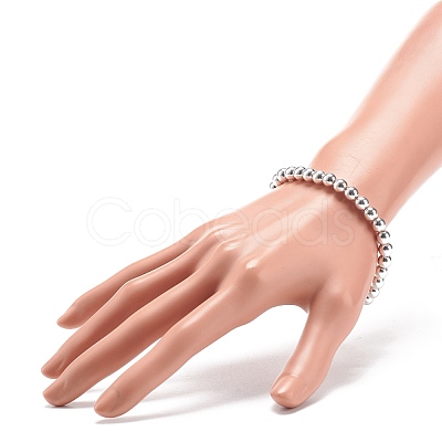 Synthetic Hematite Round Beaded Stretch Bracelet BJEW-JB08582-02-1